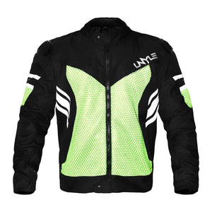 Unyle 3D Airflex Mesh Motorcycle Jacket Mens Green & Black