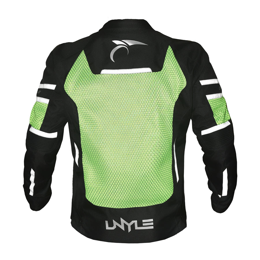 Unyle 3D Airflex Mesh Motorcycle Jacket Mens Green & Black