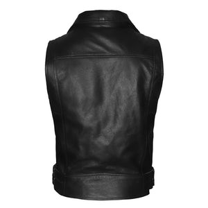 Motorcycle Leather Vest Black